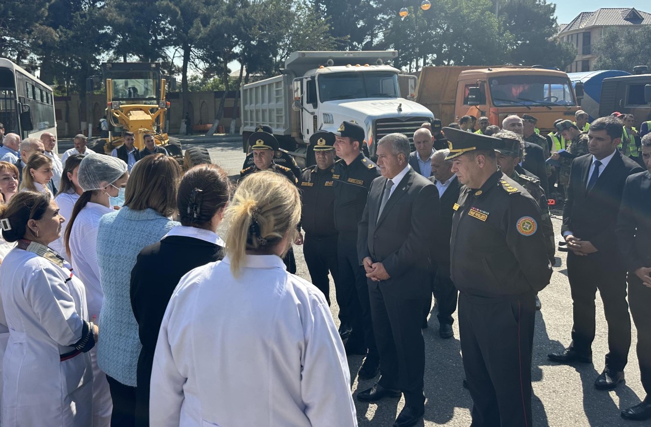 Abşeronda FHN tərəfindən mülki müdafiə məşqi təşkil edilib - FOTOLAR